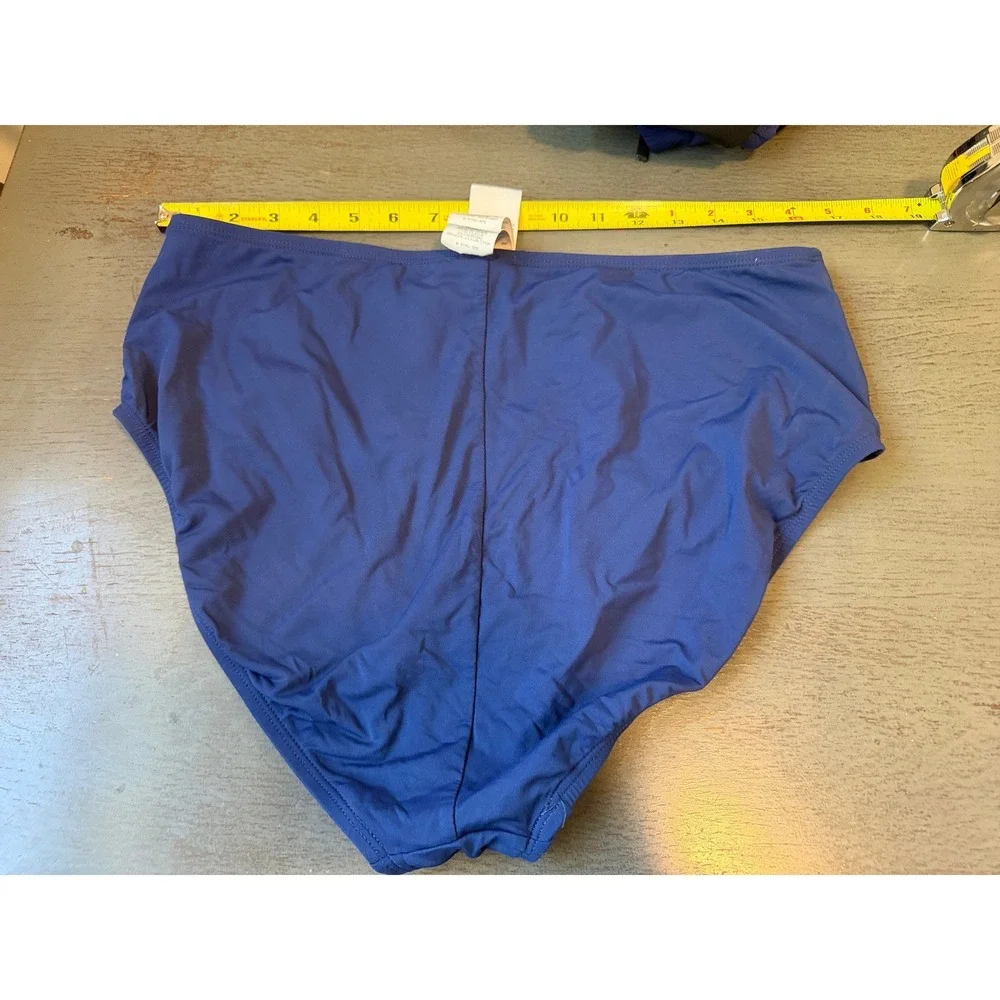 Jantzen Womens Navy Blue High Waisted Bikini Bottom Swim Brief Size 16 JZ21000H